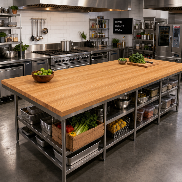 Product image #2 for Appalachian Red Oak Edge Grain Island Countertop, 132" W x 42" D x 1-1/2" Thick, Varnique Finish
