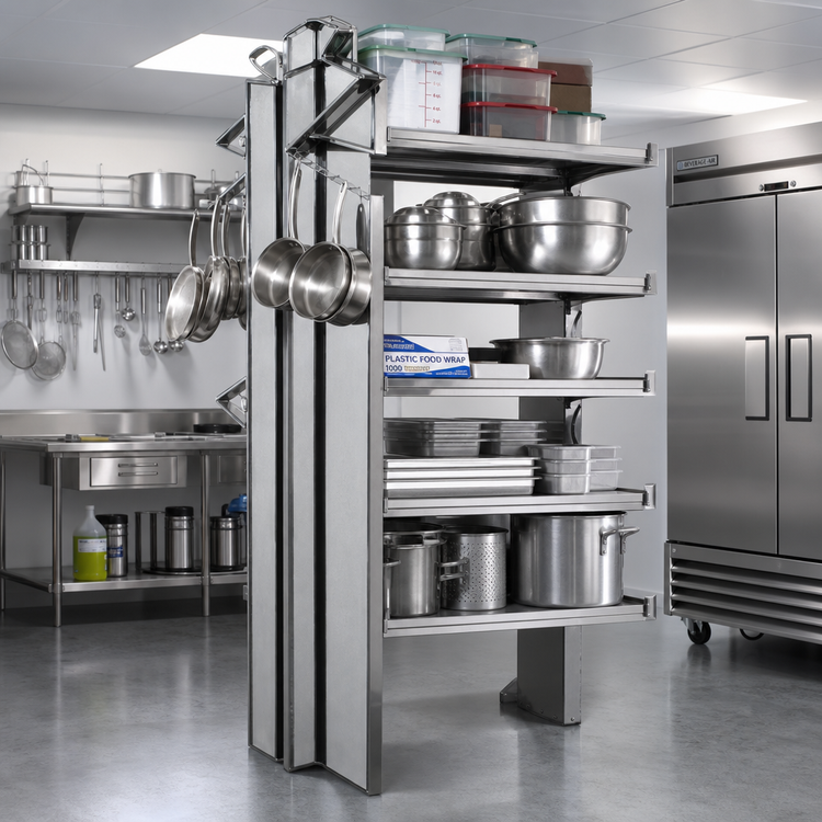 Product image #2 for Eagle Group Back-To-Back Heavy Duty Cantilevered Shelving Uprights, 120-Inch, Stainless Steel