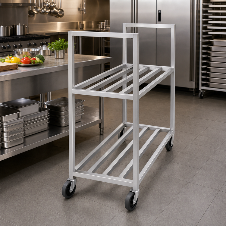Product image #2 for Channel Aluminum Banquet / Utility Bus Cart with 2 Tubular Shelves, 48 x 20 x 67.5 Inches