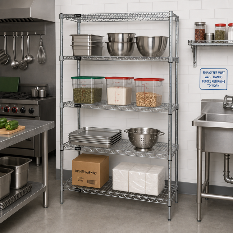 Product image #2 for Quantum Chrome-Plated Stationary Wire Shelving Starter Kit, 72 x 14 x 63 Inches