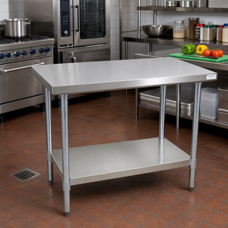 Product image #2 for BK Resources 60-Inch x 24-Inch 16-Gauge 304 Stainless Steel Work Table with Adjustable Undershelf