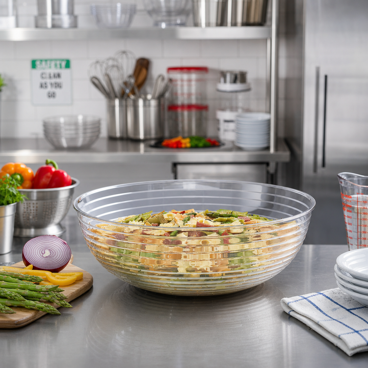 Product image #2 for Cambro Camwear 10-Inch Round Ribbed Polycarbonate Bowl, 3.2 Quart, Clear