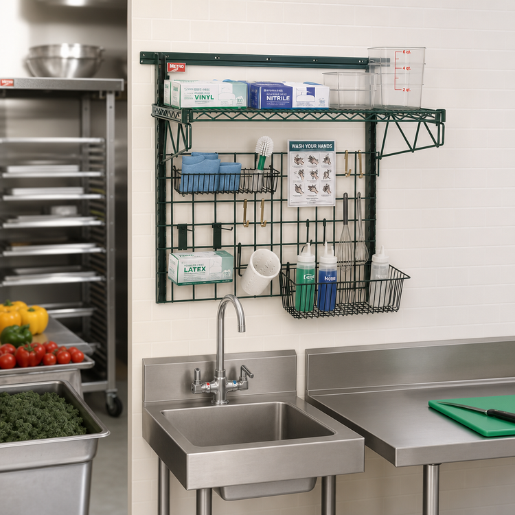 Product image #2 for Metro SmartWall POS Sink Task Station Wall Shelving Kit with 40-Inch Wall Track and Metroseal 3 Shelf