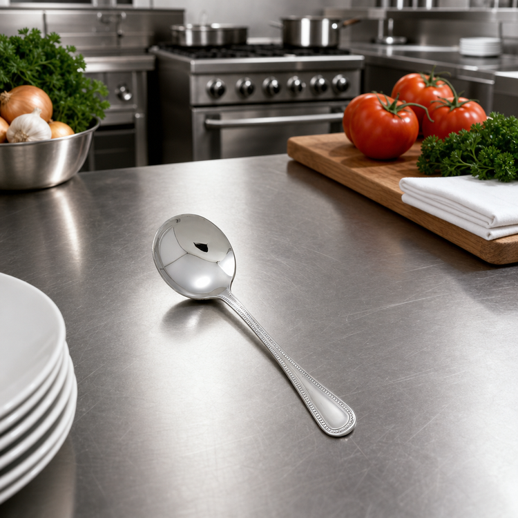 Product image #3 for Deluxe Pearl 5-7/8-Inch Extra Heavy Weight Bouillon Spoon, 18/8 Stainless Steel, Mirror Finish
