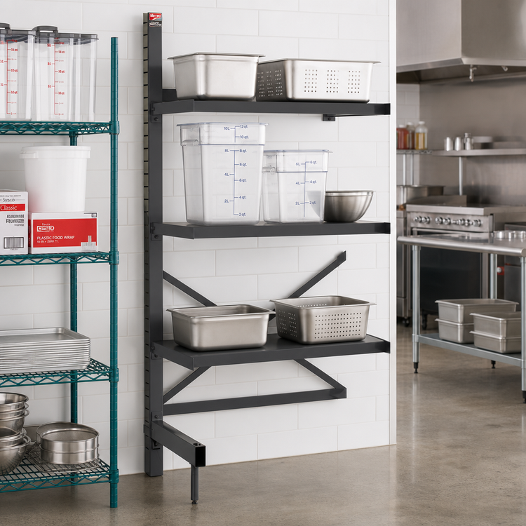 Product image #2 for Metro SmartLever 21" x 48" Add-On Cantilever Shelving Kit, 86-3/8" High, Epoxy Coated Steel