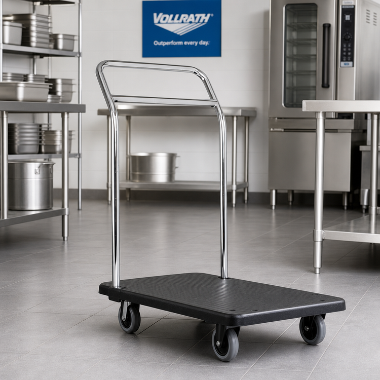 Product image #2 for Vollrath Chrome-Plated Folding Handle for Flatbed Utility Dolly, 33-1/2 Inch