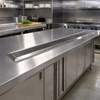 Thumbnail image #2 for John Boos URN48 48-Inch Drop-In Stainless Steel Urn Trough with Sloping Pan, Removable Grate and 1-1/4-Inch OD Drain