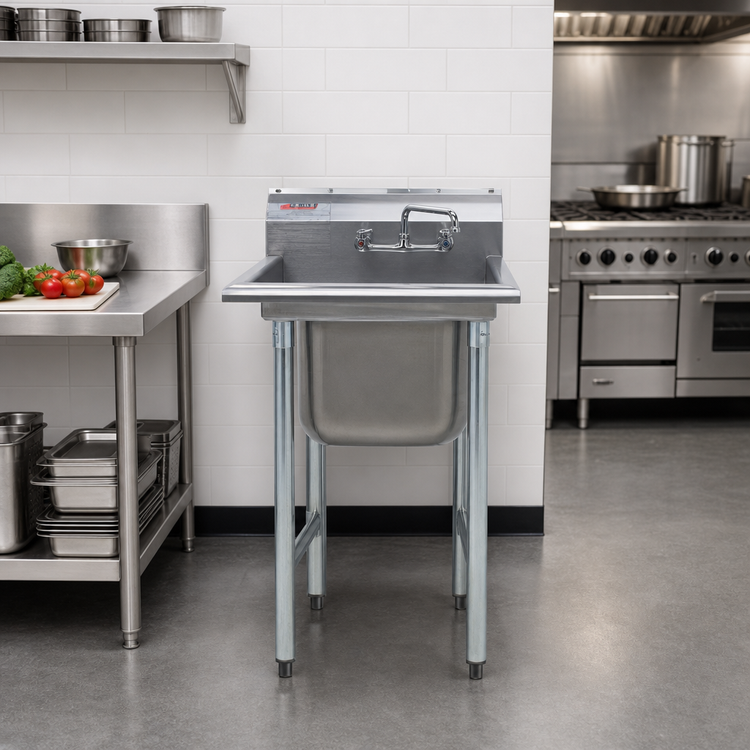 Product image #2 for Eagle Group 314 Series 1-Compartment Stainless Steel Sink with 18-Inch Left Drainboard and 9-1/2-Inch Backsplash