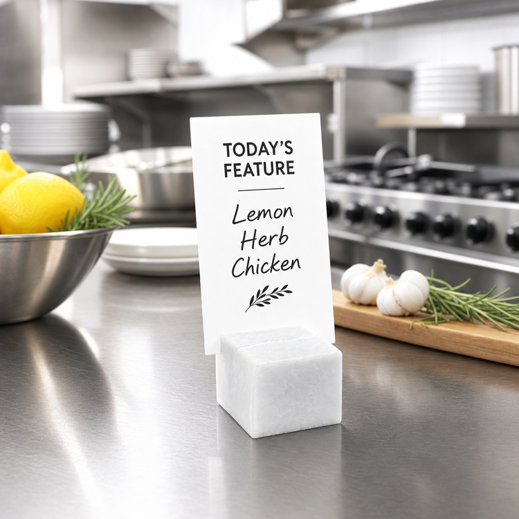 Product image #2 for White Marble Square Menu Card Holder, 1-1/4 Inch x 1 Inch