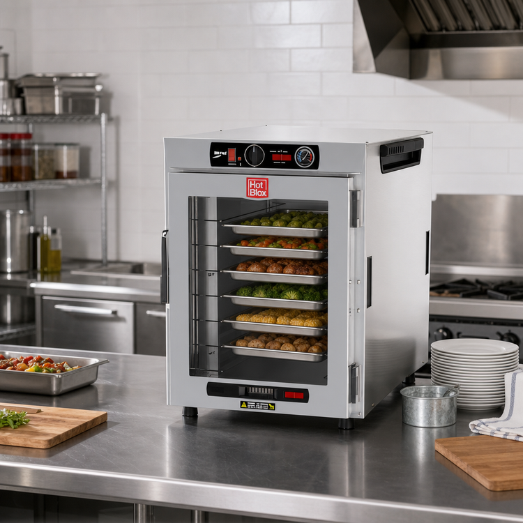 Product image #3 for Metro HotBlox Wide 8-Pan Countertop Insulated Holding Cabinet, Clear Door, Analog Controls