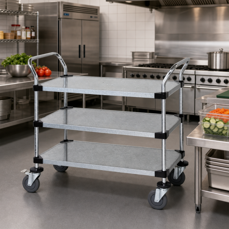 Product image #2 for Quantum WRC-2442-3G 3-Shelf Galvanized Solid Utility Bus Cart