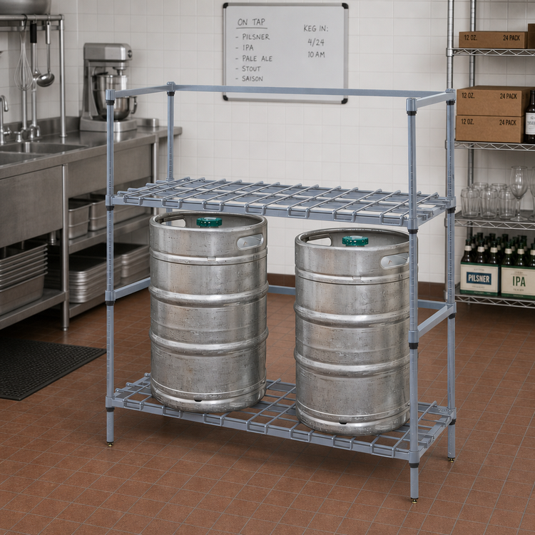 Product image #2 for Quantum Two-Tier Modular Wire Dunnage Rack for Tanks and Beverage Containers, 60 x 24 x 54 Inches, Gray Epoxy Antimicrobial Finish