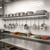 Thumbnail image #2 for Eagle Group Wall-Mounted Stainless Steel Pot Rack Shelf, 132-Inch W x 12-Inch D, with 11 Hooks