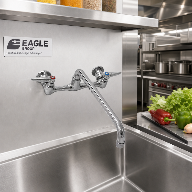 Product image #2 for Eagle Group 12-Inch Splash-Mounted Mixing Faucet with 8-Inch Centers and Swing Nozzle