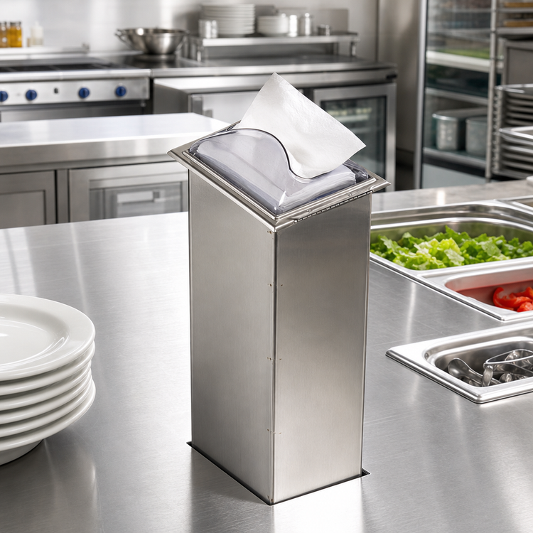 Product image #2 for San Jamar Classic In-Counter Interfold Napkin Dispenser, Clear Faceplate, Stainless Steel Body