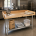 Thumbnail image #2 for BK Resources 96-Inch x 36-Inch Hard Maple Bakers' Table with Galvanized Undershelf