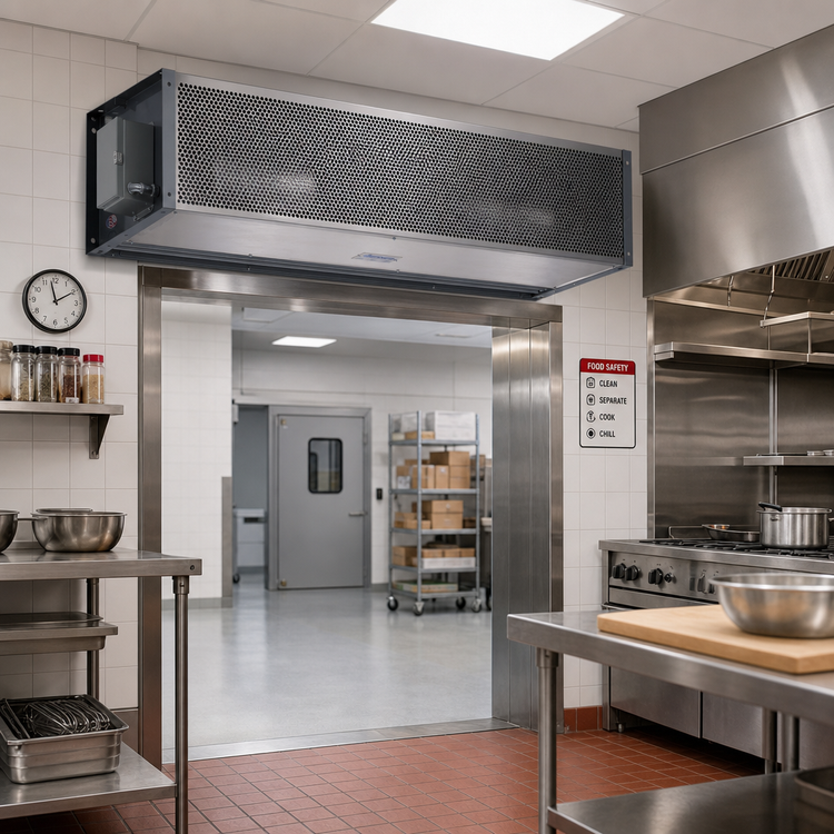 Product image #2 for Berner Industrial Series IDC14-3096A-3 Direct Drive Ambient (Unheated) Air Curtain for 96-Inch Openings, 3 x 1 HP Motors