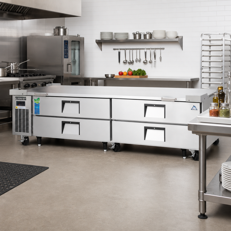 Product image #2 for Everest Refrigeration ECB96D4 Two-Section Four-Drawer Chef Base Refrigerator, 95-1/2-Inch Wide