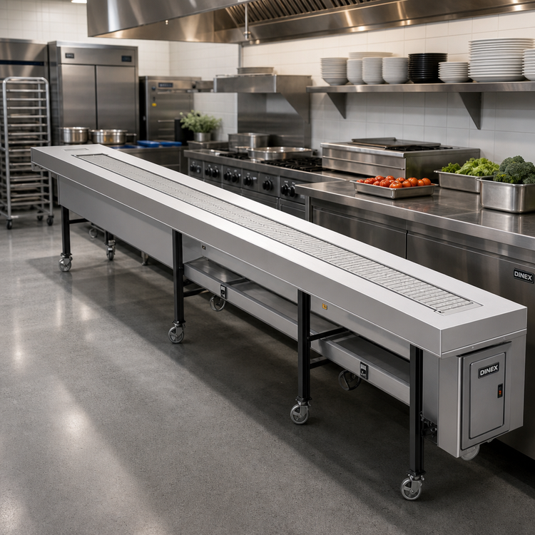 Product image #2 for Dinex IESSB8 8-Foot Slat Belt Motorized Tray Make-Up Conveyor