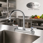 Thumbnail image #2 for Krowne Silver Series 13-801L Deck-Mount Manual Faucet, 8-Inch Centers, 6-Inch Gooseneck Spout, Quarter-Turn Ceramic Valve, Low Lead