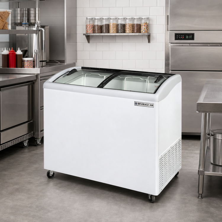Product image #2 for Beverage-Air 42.5-Inch Angled Top Novelty Case Ice Cream Freezer with Removable Glass Lids