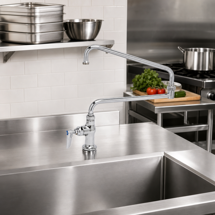 Product image #2 for T&S Brass Single Pantry Deck-Mount Faucet with 24-Inch Double Joint Swing Nozzle
