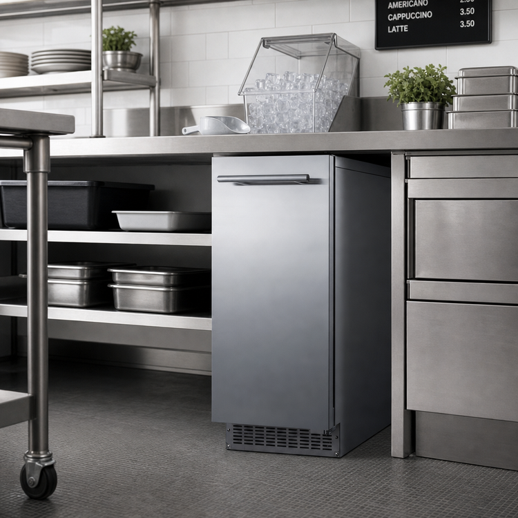 Product image #2 for Summit Commercial 15-Inch Undercounter Ice Maker with Bin, 47 lb. Daily Production, Stainless Steel