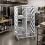 Thumbnail image #2 for Channel Manufacturing 460A6 Double-Section Aluminum Cafeteria Tray Rack, 36-Tray Capacity, 14 x 18-Inch Trays, 6-Inch Spacing, Casters