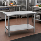 Thumbnail image #2 for Eagle Group Spec-Master T2430E 30"W x 24"D 14-Gauge 300 Series Stainless Steel Flat Top Work Table with Galvanized Base and Adjustable Undershelf