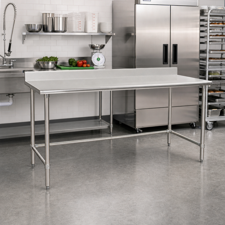 Product image #2 for Eagle Group BlendPort® Budget Series Stainless Steel Work Table with 4-1/2-Inch Backsplash, 84"W x 30"D