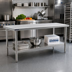Thumbnail image #2 for Eagle Group Spec-Master T2460SEM 60 x 24 Inch Stainless Steel Work Table with 14-Gauge Top, Box Marine Edge & Adjustable Undershelf