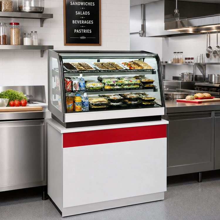 Product image #2 for 48-Inch Countertop Refrigerated Bottom-Mount Deli Merchandiser with Curved Glass Front