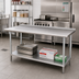 Thumbnail image #2 for Advance Tabco 72-Inch x 30-Inch 16-Gauge 430 Stainless Steel Work Table with 1-1/2-Inch Rear Up-Turn and Adjustable Undershelf