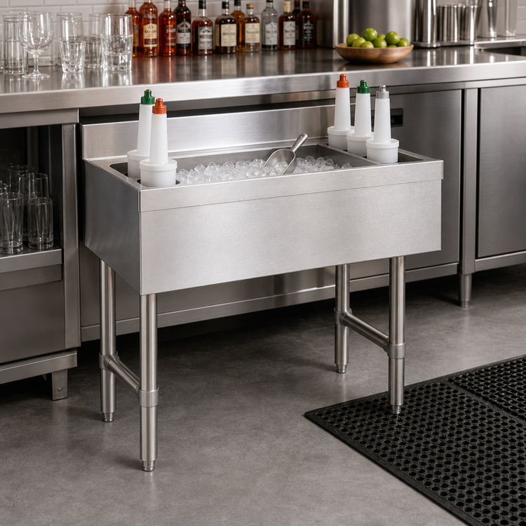 Product image #2 for Advance Tabco Underbar Basics 30-Inch Stainless Steel Cocktail Unit with 12-Inch Deep Ice Bin