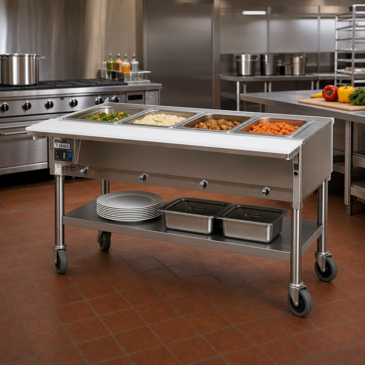 Product image #2 for Eagle Group Portable Electric 4-Well Hot Food Table with Cutting Board and Open Base