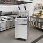 Thumbnail image #2 for Atosa ATFS-50ES-NG Heavy-Duty Range-Match 50 lb Natural Gas Floor Deep Fryer, 4 Burners, Manual Controls, Stainless Steel