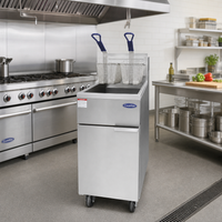 Atosa CookRite ATFS-50ES-NG Heavy-Duty Range Match 50 lb Natural Gas Floor Deep Fryer, 4 Burners