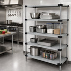 Thumbnail image #2 for Quantum WRS4-86-1472SS Solid Shelving Starter Kit, 4 Solid Shelves, 72"W x 14"D x 86"H, 304 Stainless Steel