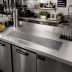 Thumbnail image #2 for Micro Matic USA DP-820D-36GR 36-Inch Surface Mount Stainless Steel Drip Tray Trough with Integral Glass Rinser