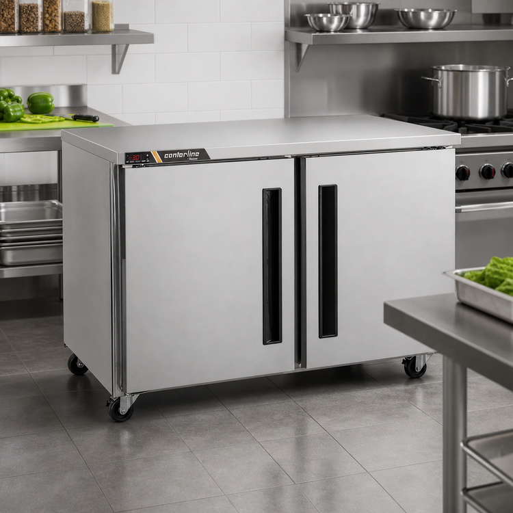 Product image #2 for Centerline by Traulsen 36-Inch Compact Two-Section Undercounter Freezer with Rear-Mount Refrigeration and Solid Left/Right Hinged Doors