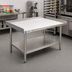 Thumbnail image #2 for Omcan USA Stainless Steel Equipment Stand with Undershelf, 48 x 30 Inches, 2-Inch Rear and Side Upturn