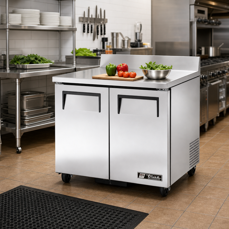 Product image #2 for True TWT-36-HC Two-Section 36-Inch Worktop Refrigerator with Rear-Mounted Self-Contained Refrigeration