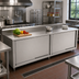 Thumbnail image #2 for John Boos 132 Inch x 24 Inch Stainless Steel Enclosed Work Table with Sliding Doors and 5 Inch Backsplash
