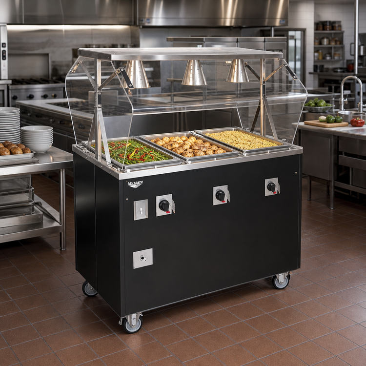 Product image #2 for Vollrath 2-Series Affordable Portable Deluxe 4-Well Mobile Electric Hot Food Station with Buffet-Style Breath Guard
