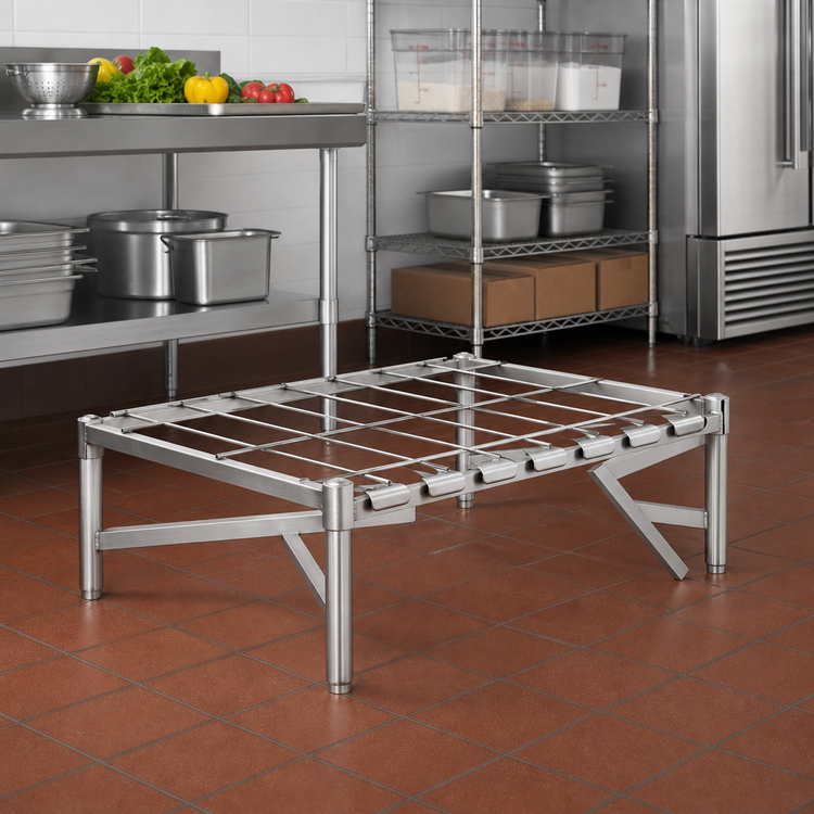 Product image #2 for Metro Super Erecta 48"W x 18"D Stainless Steel Dunnage Rack with Lift-Off Mat, 1300 lb. Capacity