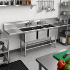 Thumbnail image #2 for Eagle Group Spec-Master FN2060-3-18L-14/3 14-Gauge Three-Compartment Stainless Steel Sink, 20 x 20 x 14-Inch Bowls, 18-Inch Left Drainboard