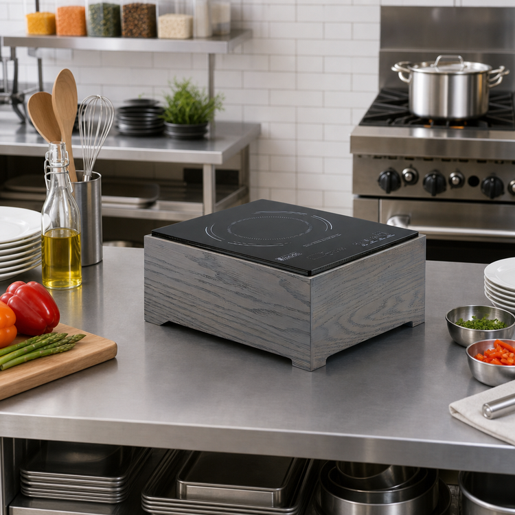 Product image #3 for Cal-Mil Ashwood Rectangular Single-Burner Countertop Induction Unit with Glass Top, Gray Wash Oak