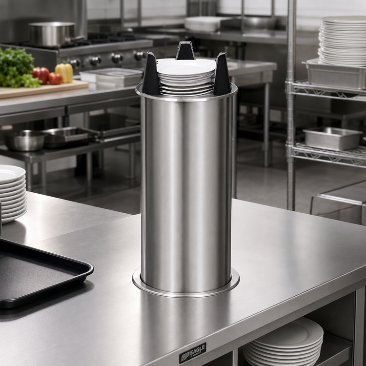 Product image #2 for Eagle Group Director's Choice Drop-In Unheated Shielded Round Plate Dish Dispenser for 7-3/8 to 8-1/8 Inch Plates