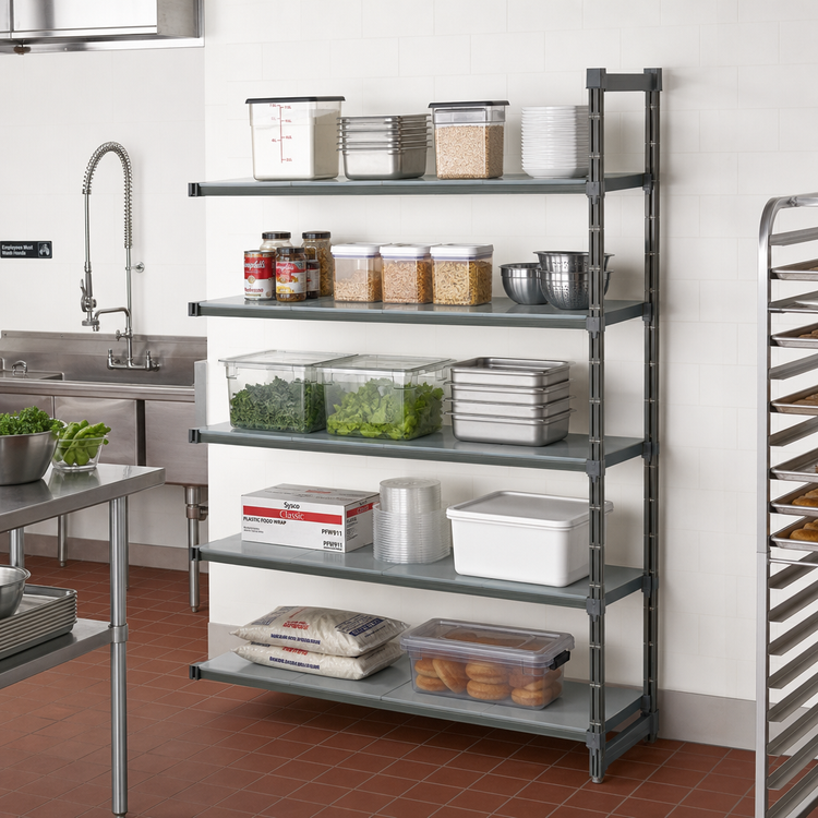 Product image #2 for Cambro Camshelving Basics Plus 18 x 48 x 84-Inch 5-Tier Solid Polymer Add-On Shelving Unit