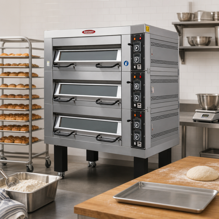 Product image #2 for BakeMax Electric 1-Deck Artisan Stone Deck Oven with Steam Injection and 18 x 26 Pan Capacity